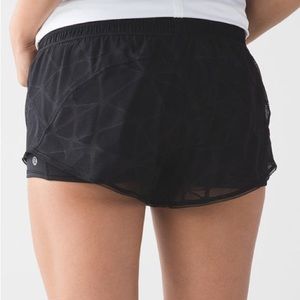 Lululemon Run Shorts “City Sky” Black Lace Mesh Short
